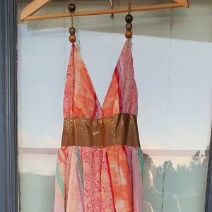 Tricia Fix Long Empire Waist Boho Maxi Floral Printed Celebrity Dress | 2006 NWT